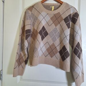 Elie Tahari Women's Argyle 100% Cashmere Sweater in size L